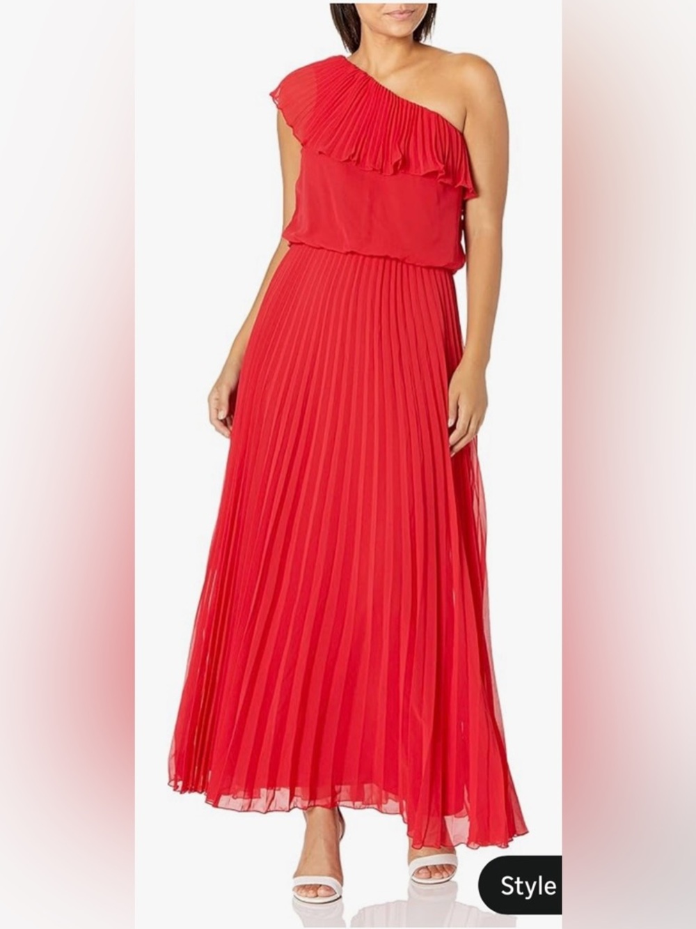 Xscape red ruffle one shoulder long dress prom homecoming formal size 2